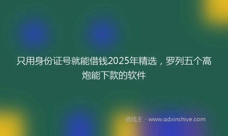 只用身份证号就能借钱2025年精选，罗列五个高炮能下款的软件