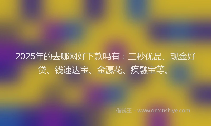 2025年的去哪网好下款吗有：三秒优品、现金好贷、钱速达宝、金瀛花、疾融宝等。