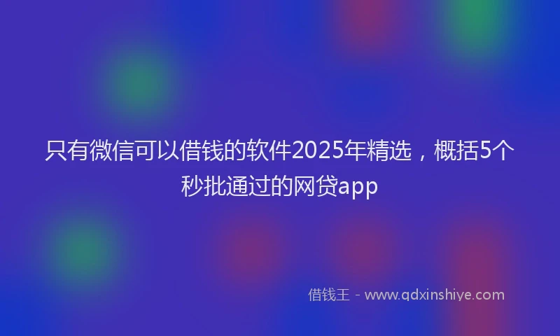 只有微信可以借钱的软件2025年精选，概括5个秒批通过的网贷app