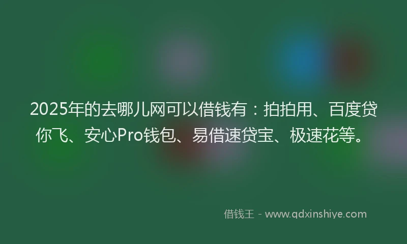 2025年的去哪儿网可以借钱有：拍拍用、百度贷你飞、安心Pro钱包、易借速贷宝、极速花等。