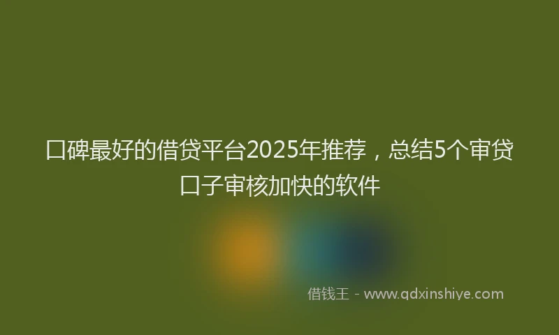 口碑最好的借贷平台2025年推荐，总结5个审贷口子审核加快的软件