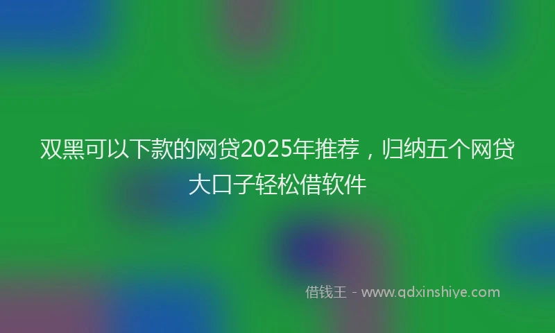 双黑可以下款的网贷2025年推荐，归纳五个网贷大口子轻松借软件