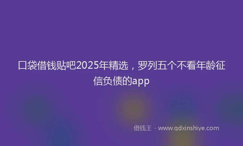 口袋借钱贴吧2025年精选，罗列五个不看年龄征信负债的app