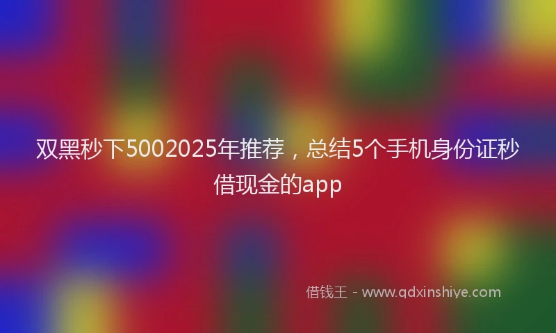 双黑秒下5002025年推荐，总结5个手机身份证秒借现金的app