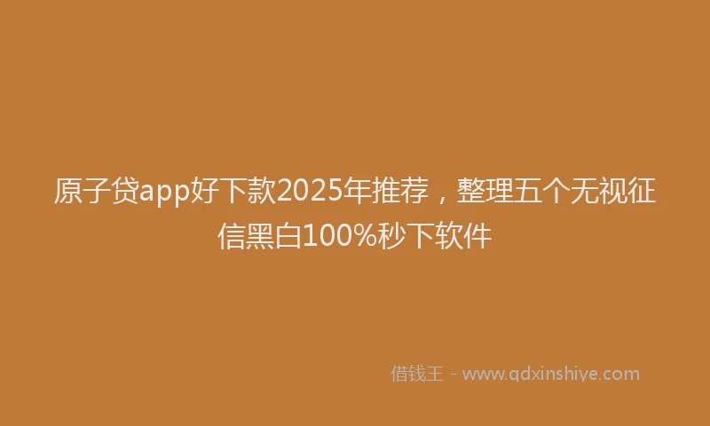 原子贷app好下款2025年推荐，整理五个无视征信黑白100%秒下软件
