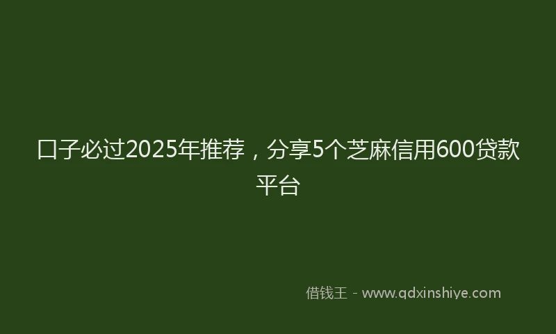 口子必过2025年推荐，分享5个芝麻信用600贷款平台