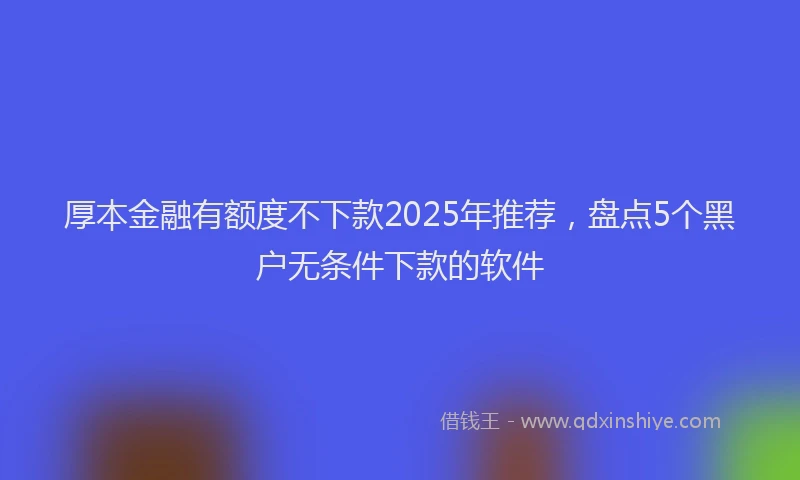 厚本金融有额度不下款2025年推荐，盘点5个黑户无条件下款的软件