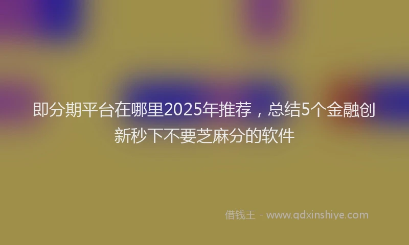 即分期平台在哪里2025年推荐，总结5个金融创新秒下不要芝麻分的软件