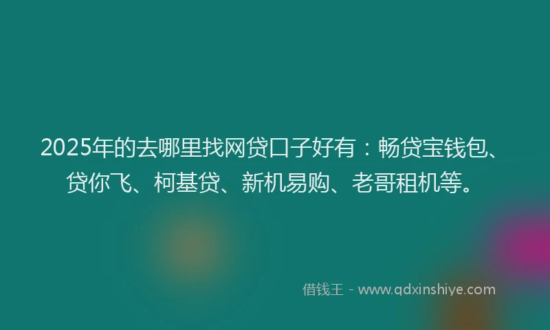 2025年的去哪里找网贷口子好有：畅贷宝钱包、贷你飞、柯基贷、新机易购、老哥租机等。