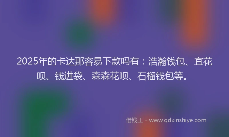 2025年的卡达那容易下款吗有：浩瀚钱包、宜花呗、钱进袋、森森花呗、石榴钱包等。