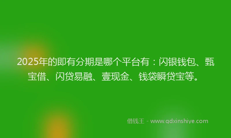 2025年的即有分期是哪个平台有：闪银钱包、甄宝借、闪贷易融、壹现金、钱袋瞬贷宝等。