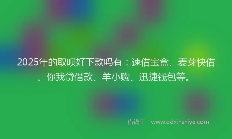 2025年的取呗好下款吗有：速借宝盒、麦芽快借、你我贷借款、羊小购、迅捷钱包等。