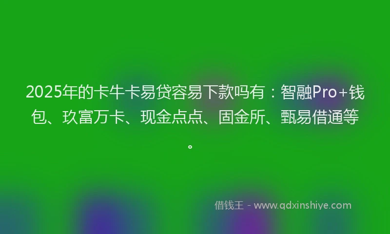 2025年的卡牛卡易贷容易下款吗有：智融Pro+钱包、玖富万卡、现金点点、固金所、甄易借通等。