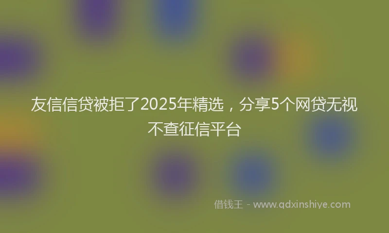 友信信贷被拒了2025年精选，分享5个网贷无视不查征信平台