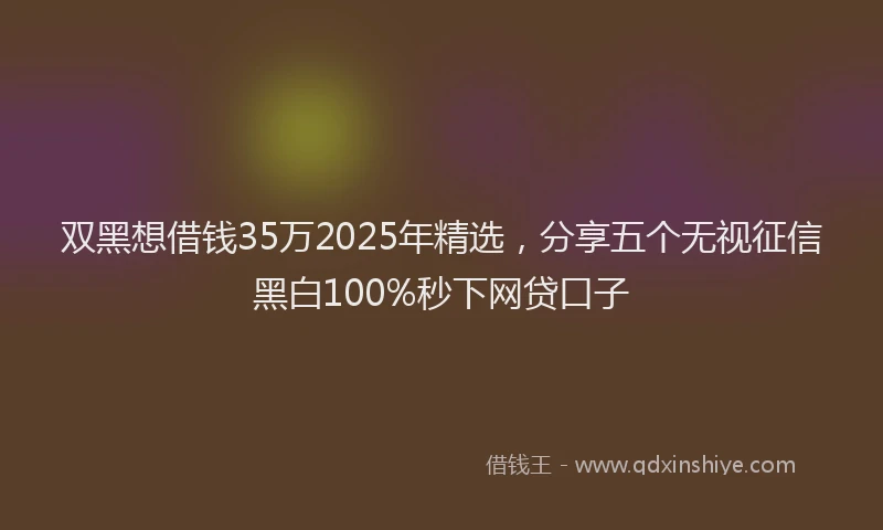 双黑想借钱35万2025年精选，分享五个无视征信黑白100%秒下网贷口子