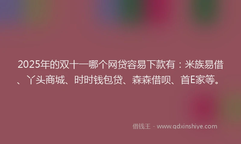 2025年的双十一哪个网贷容易下款有：米族易借、丫头商城、时时钱包贷、森森借呗、首E家等。