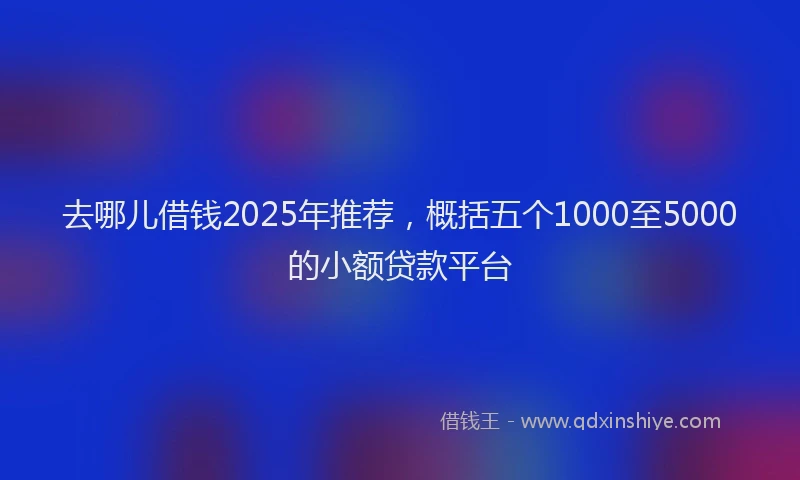去哪儿借钱2025年推荐，概括五个1000至5000的小额贷款平台