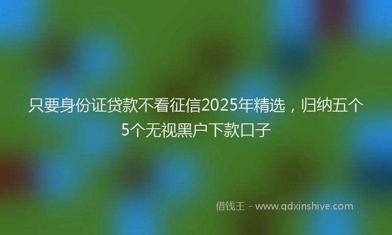 只要身份证贷款不看征信2025年精选，归纳五个5个无视黑户下款口子