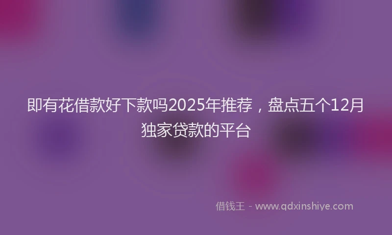 即有花借款好下款吗2025年推荐，盘点五个12月独家贷款的平台