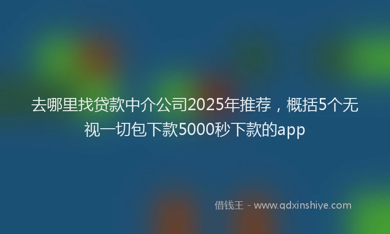 去哪里找贷款中介公司2025年推荐，概括5个无视一切包下款5000秒下款的app