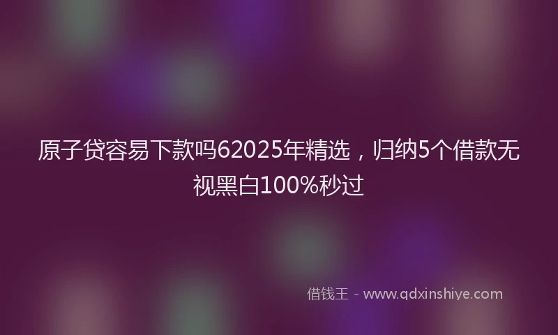 原子贷容易下款吗62025年精选，归纳5个借款无视黑白100%秒过