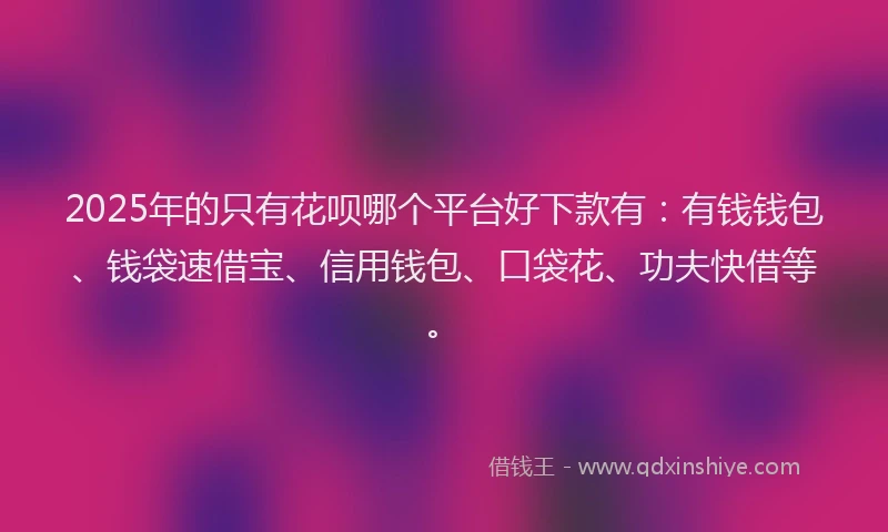 2025年的只有花呗哪个平台好下款有：有钱钱包、钱袋速借宝、信用钱包、口袋花、功夫快借等。