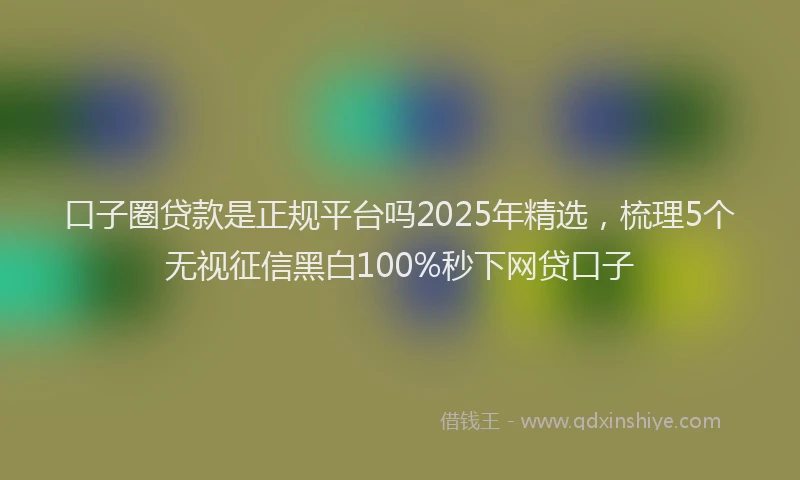 口子圈贷款是正规平台吗2025年精选，梳理5个无视征信黑白100%秒下网贷口子