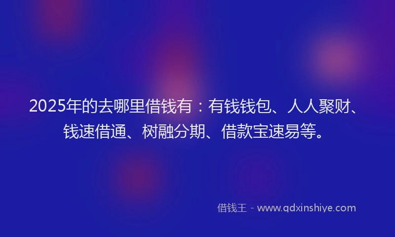 2025年的去哪里借钱有：有钱钱包、人人聚财、钱速借通、树融分期、借款宝速易等。