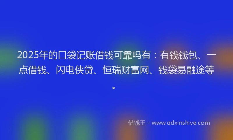 2025年的口袋记账借钱可靠吗有：有钱钱包、一点借钱、闪电侠贷、恒瑞财富网、钱袋易融途等。