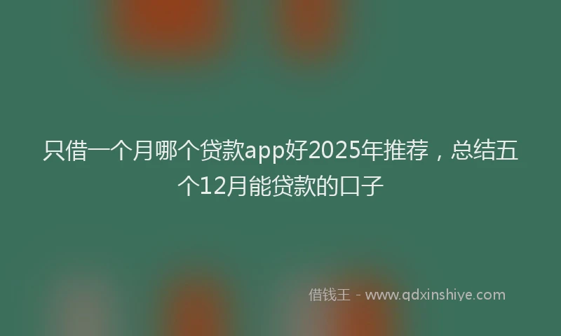 只借一个月哪个贷款app好2025年推荐，总结五个12月能贷款的口子