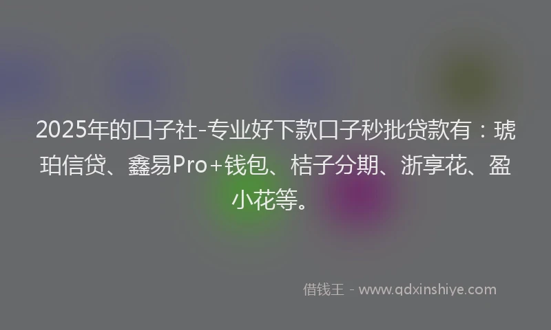 2025年的口子社-专业好下款口子秒批贷款有：琥珀信贷、鑫易Pro+钱包、桔子分期、浙享花、盈小花等。