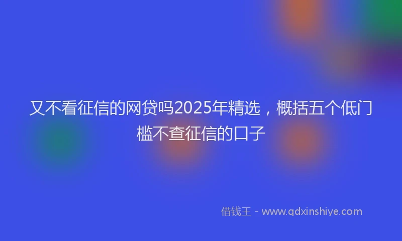 又不看征信的网贷吗2025年精选，概括五个低门槛不查征信的口子