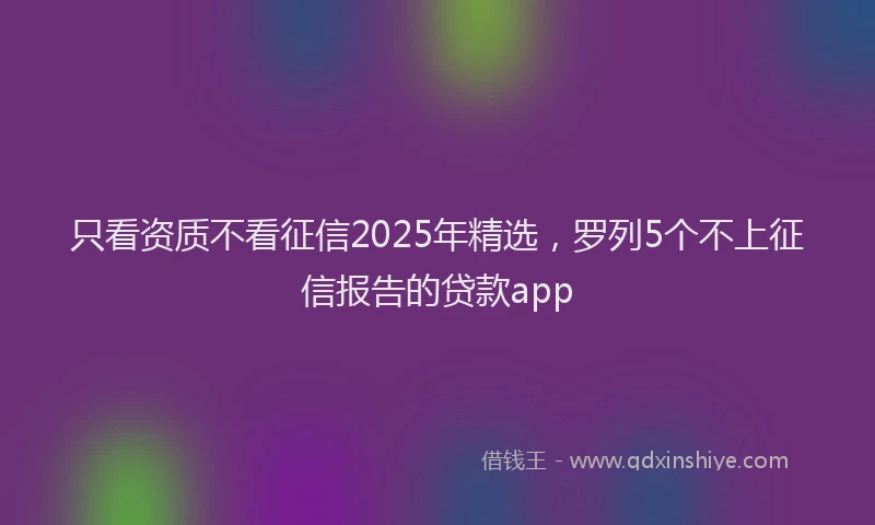 只看资质不看征信2025年精选，罗列5个不上征信报告的贷款app