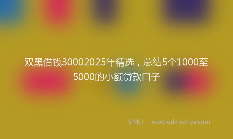 双黑借钱30002025年精选，总结5个1000至5000的小额贷款口子