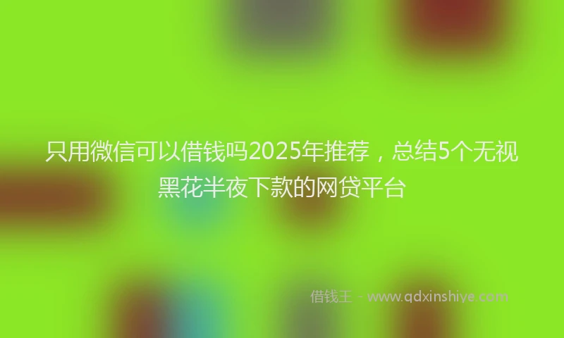 只用微信可以借钱吗2025年推荐，总结5个无视黑花半夜下款的网贷平台