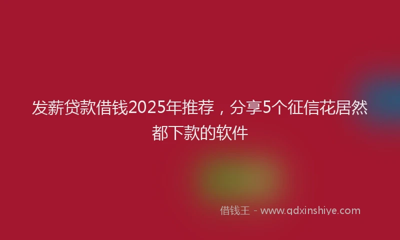 发薪贷款借钱2025年推荐，分享5个征信花居然都下款的软件