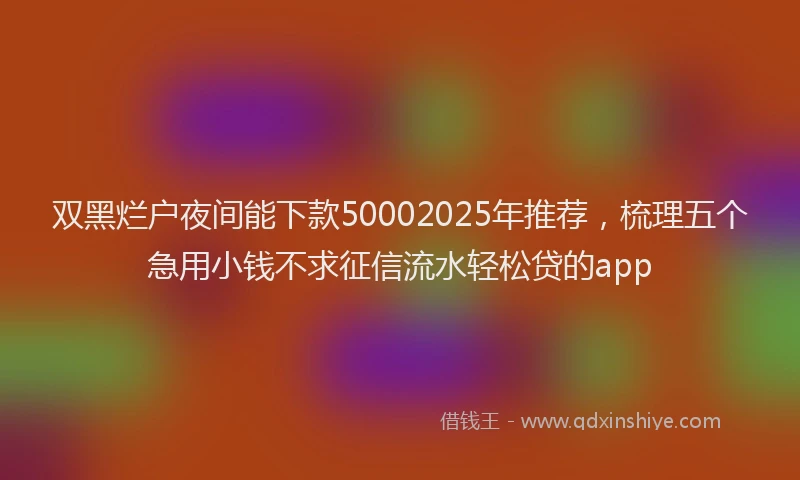 双黑烂户夜间能下款50002025年推荐，梳理五个急用小钱不求征信流水轻松贷的app