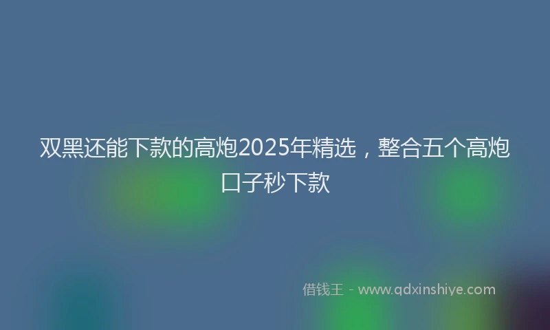 双黑还能下款的高炮2025年精选，整合五个高炮口子秒下款