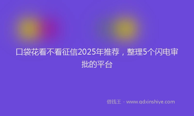 口袋花看不看征信2025年推荐，整理5个闪电审批的平台
