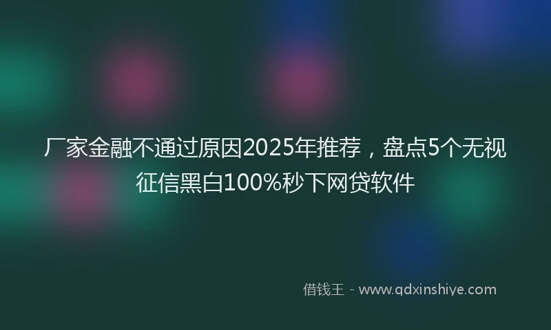 厂家金融不通过原因2025年推荐，盘点5个无视征信黑白100%秒下网贷软件