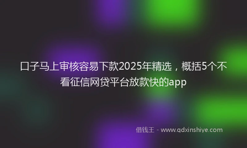 口子马上审核容易下款2025年精选，概括5个不看征信网贷平台放款快的app