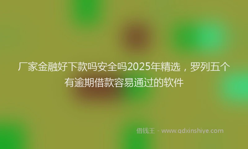 厂家金融好下款吗安全吗2025年精选，罗列五个有逾期借款容易通过的软件