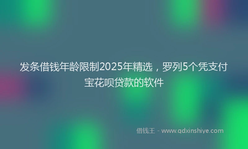 发条借钱年龄限制2025年精选，罗列5个凭支付宝花呗贷款的软件