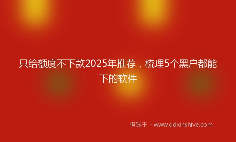 只给额度不下款2025年推荐，梳理5个黑户都能下的软件