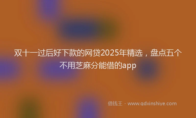 双十一过后好下款的网贷2025年精选，盘点五个不用芝麻分能借的app