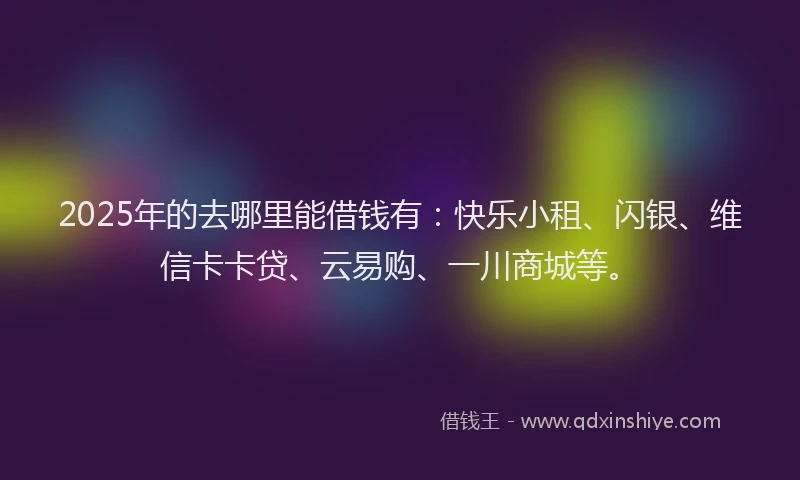 2025年的去哪里能借钱有：快乐小租、闪银、维信卡卡贷、云易购、一川商城等。