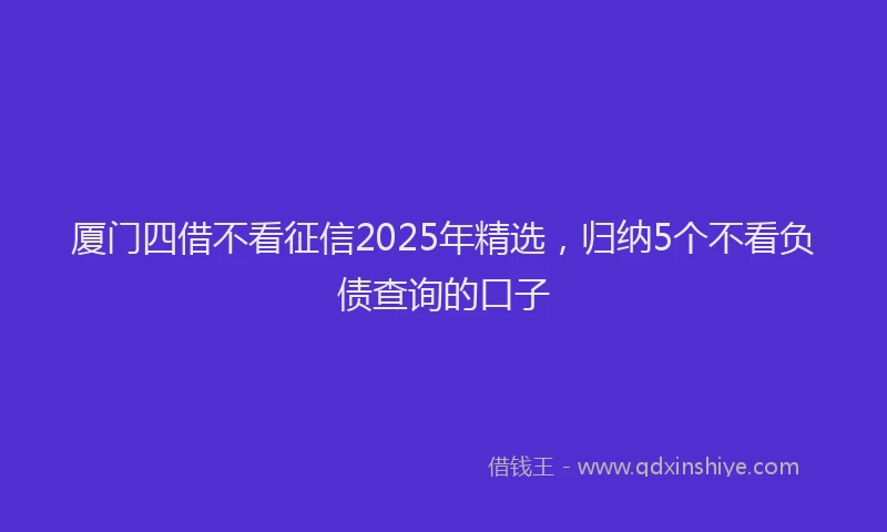厦门四借不看征信2025年精选，归纳5个不看负债查询的口子