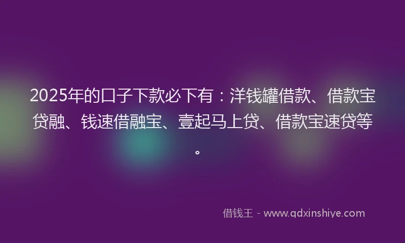 2025年的口子下款必下有：洋钱罐借款、借款宝贷融、钱速借融宝、壹起马上贷、借款宝速贷等。