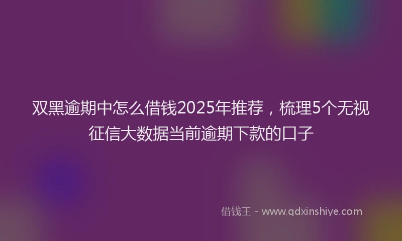 双黑逾期中怎么借钱2025年推荐，梳理5个无视征信大数据当前逾期下款的口子