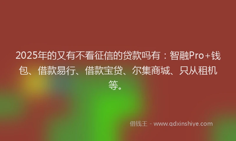 2025年的又有不看征信的贷款吗有：智融Pro+钱包、借款易行、借款宝贷、尔集商城、只从租机等。